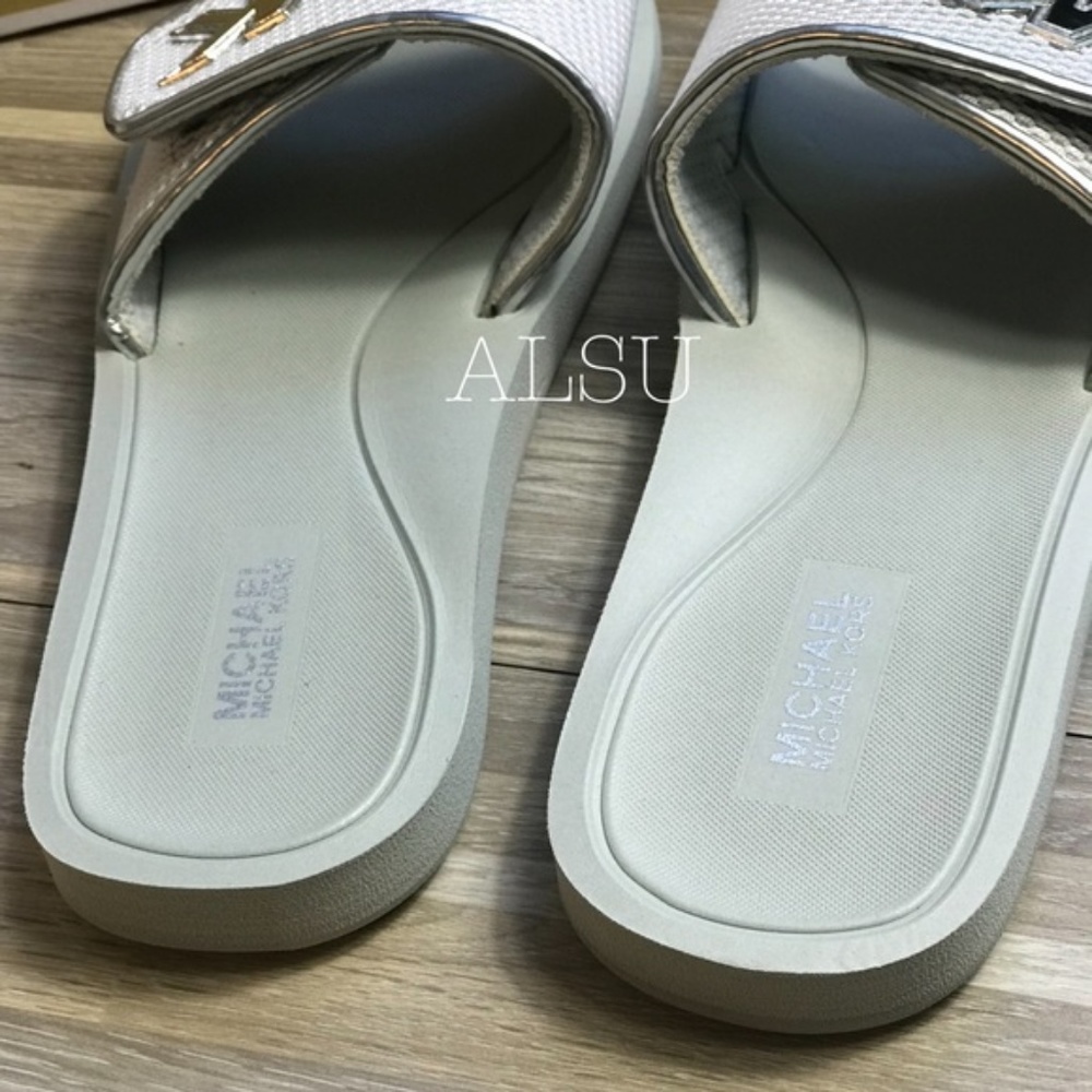 Michael Kors Palmer Slide Net Mesh Silver White W - Picture 8 of 8